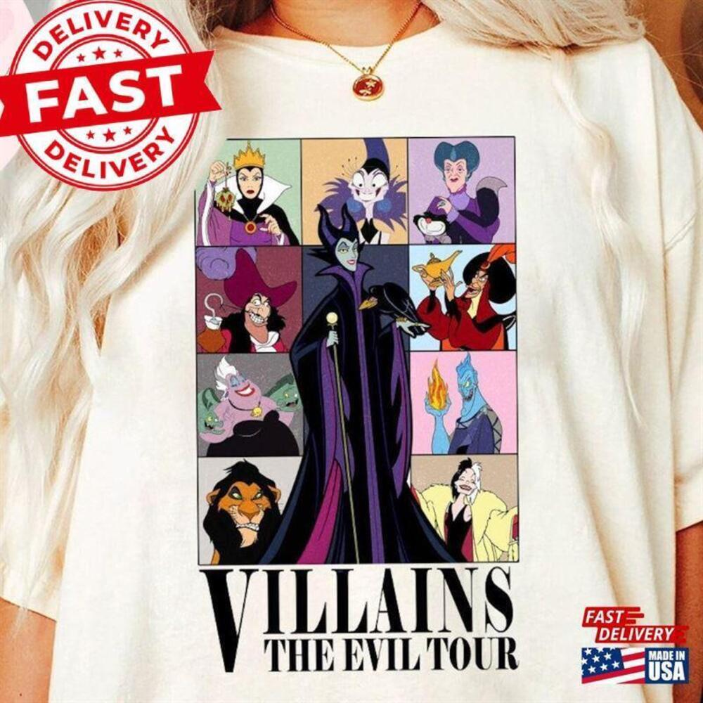 Disney Villains Evil Tour Shirt Villians Characters Concert Music Unisex Classic
